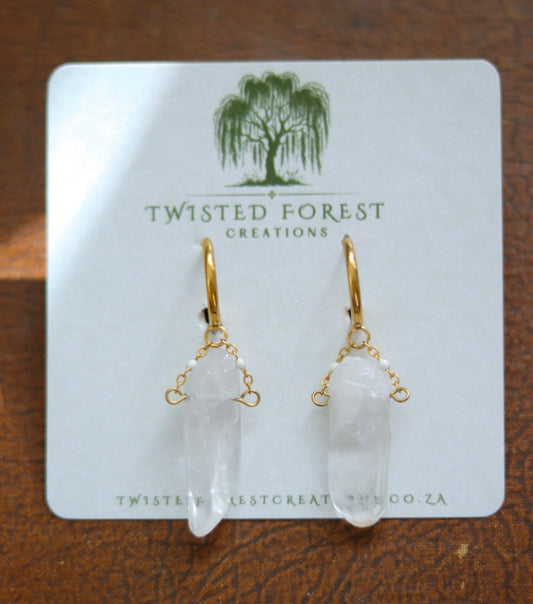 ‘Victoria’ Clear Quartz Gemstone Hoops