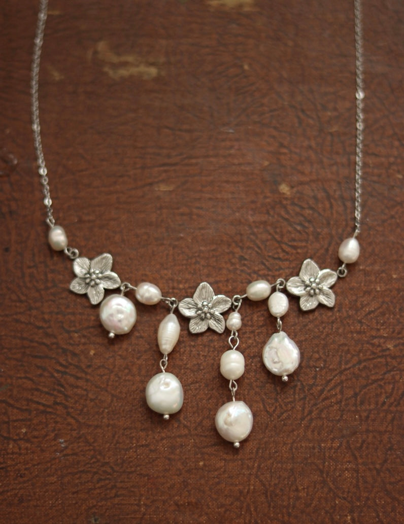 ‘Bloom’ Freshwater Pearl Flower Necklace