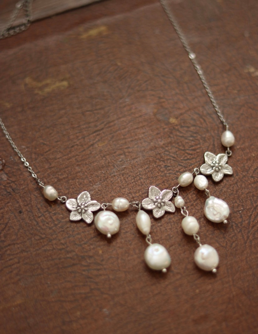 ‘Bloom’ Freshwater Pearl Flower Necklace