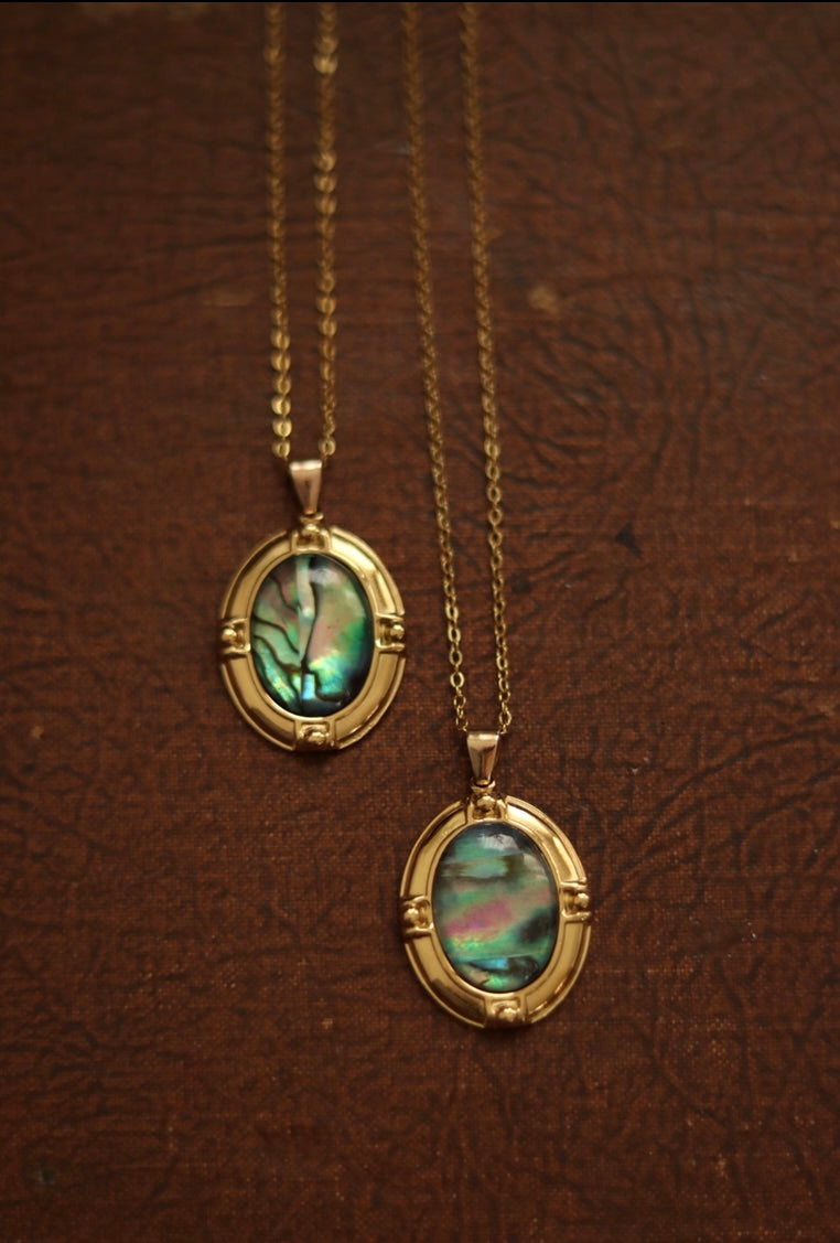 ‘Ocean’s Rainbow’ Oval Abalone Necklace