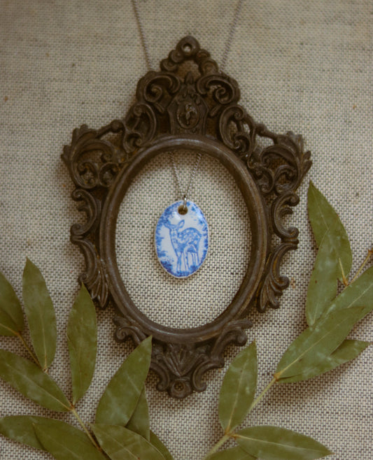 ‘Fawn’ Sterling Silver Porcelain Necklace